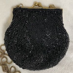 Vintage “La Regale” Beaded Evening Bag Clutch Purse Black